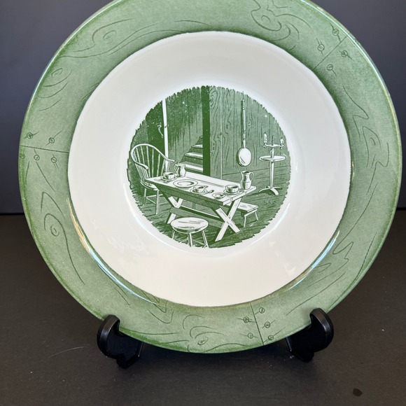 Royal China Other - Royal China Colonial Homestead Green Transferware Soup Bowls Set of 2 Vintage
